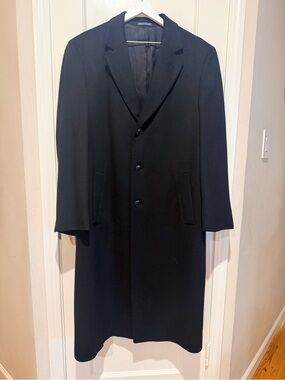 Faconnable Black Men's 100% Cashmere Overcoat 52R Pristine Condition